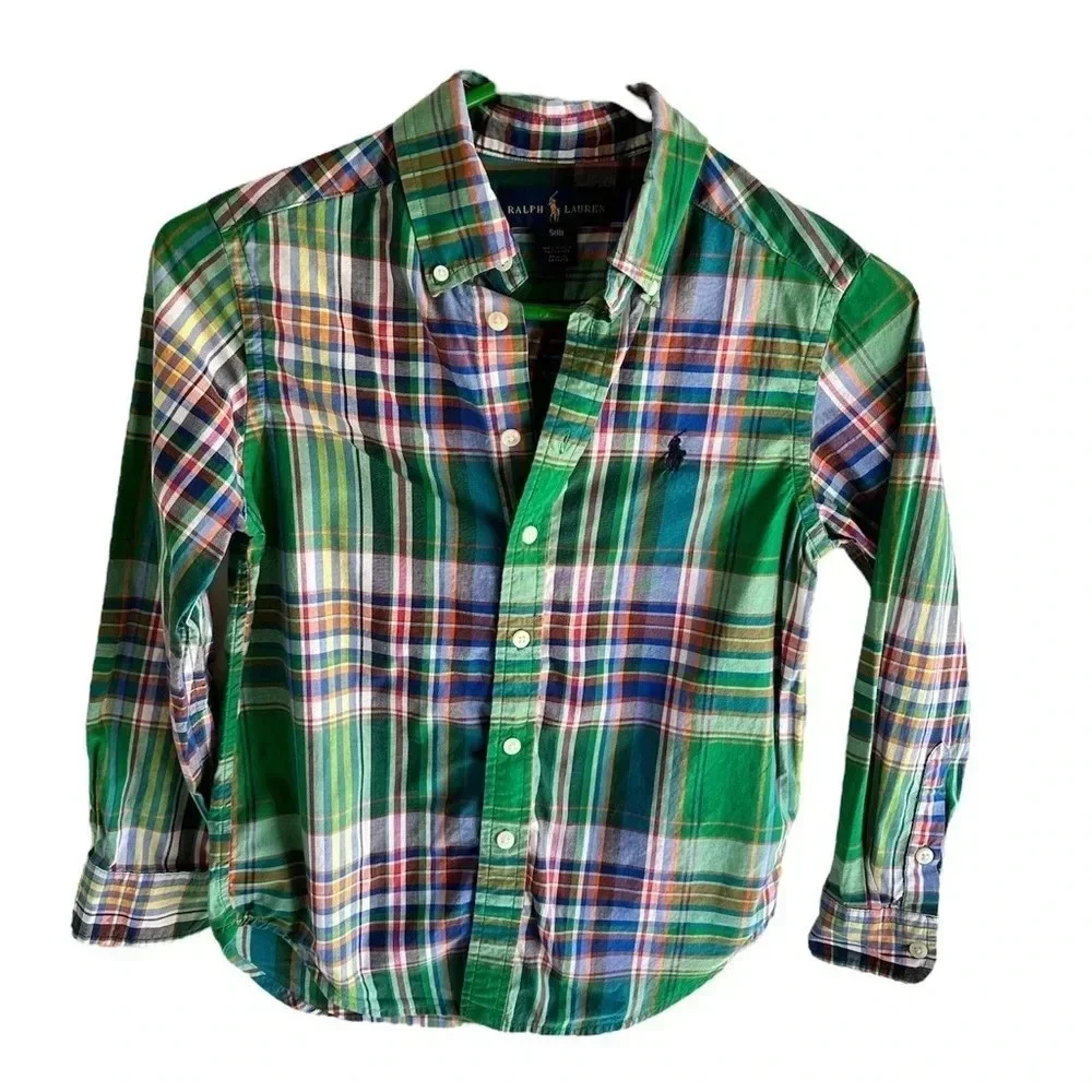 EUC  Ralph Lauren Plaid Polo shirt. Super cute for upcoming holiday parties.